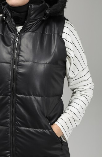 Kapüşonlu Kapitone Yelek 1053-02 Siyah