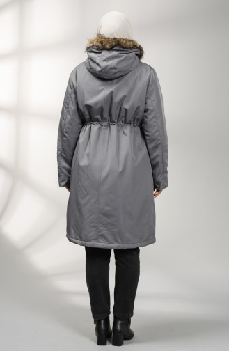 Plus Size Hooded Coat 1488-01 Gray 1488-01