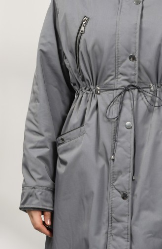 Plus Size Hooded Coat 1488-01 Gray 1488-01