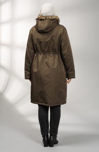 Plus Size Hooded Coat 1488-02 Khaki 1488-02
