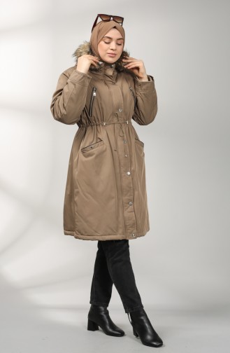 Plus Size Hooded Coat 1488-03 Mink 1488-03