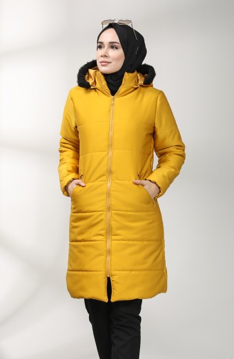 Zippered quilted Coat 1052B-01 Mustard 1052B-01