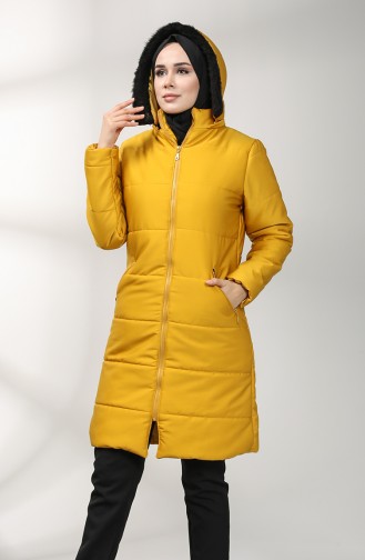 Zippered quilted Coat 1052B-01 Mustard 1052B-01