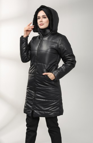 Zipper quilted Coat 1052b-03 Black 1052B-03