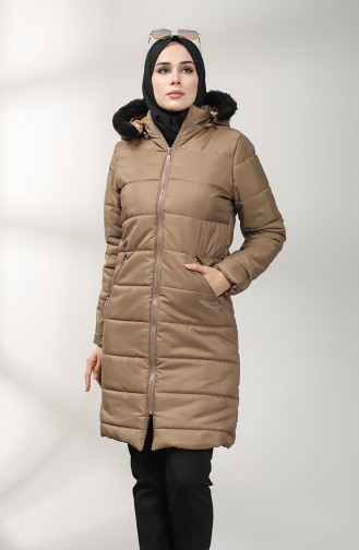 Zipper quilted Coat 1052h-01 Mink 1052H-01