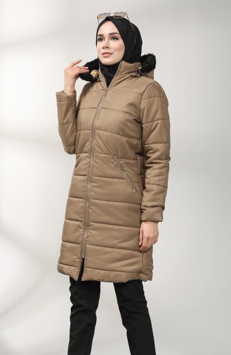 Zipper quilted Coat 1052h-01 Mink 1052H-01