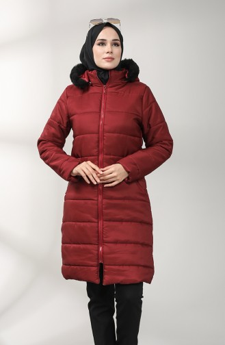 Zippered quilted Coat 1052h-02 Burgundy 1052H-02