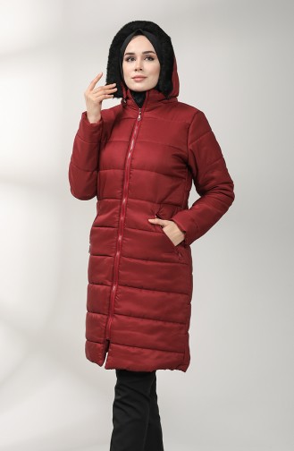 Zippered quilted Coat 1052h-02 Burgundy 1052H-02