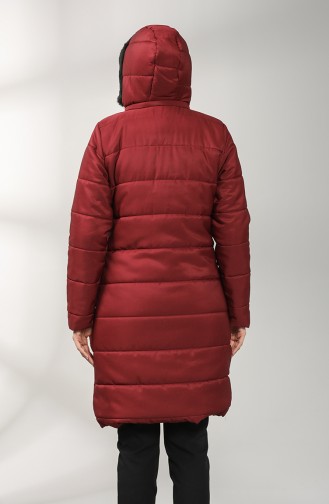 Zippered quilted Coat 1052h-02 Burgundy 1052H-02