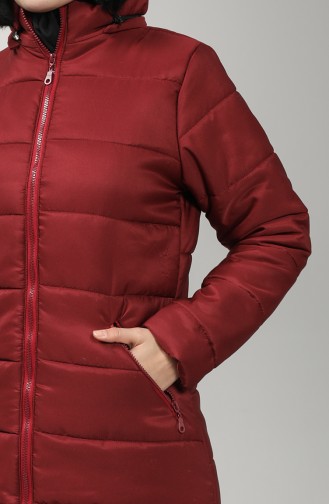 Zippered quilted Coat 1052h-02 Burgundy 1052H-02