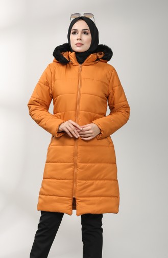 Zippered quilted Coat 1052H-03 Mustard 1052H-03