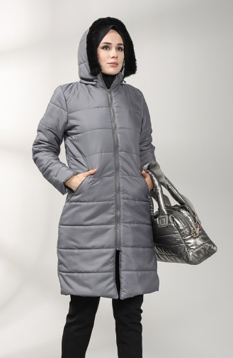 Zipper quilted Coat 1052h-04 Gray 1052H-04