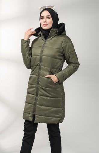 Zipper quilted Coat 1052H-05 Khaki 1052H-05