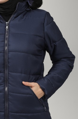 Zippered quilted Coat 1052h-07 Navy Blue 1052H-07