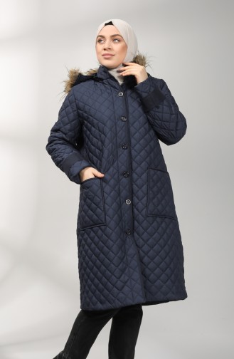 Plus Size quilted Coat 5155-02 Navy Blue 5155-02