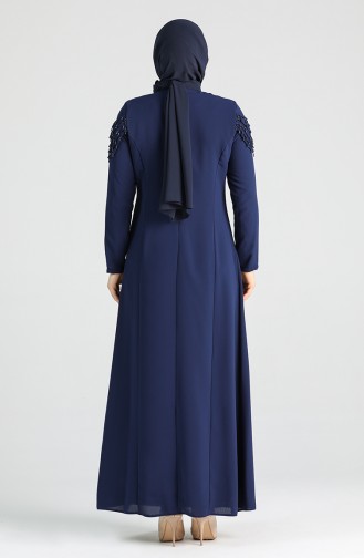 Dunkelblau Hijab Kleider 2134-01