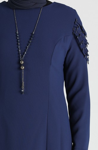 Plus Size Necklace Dress 2134-01 Navy Blue 2134-01