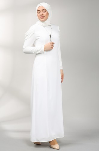 Plus Size Necklace Dress 2134-02 White 2134-02