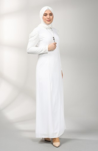 Weiß Hijab Kleider 2134-02