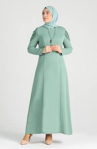Unreife Mandelgrün Hijab Kleider 2134-03