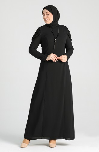 Schwarz Hijab Kleider 2134-04