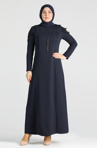 Navy Blue İslamitische Jurk 2134-06