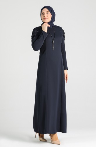 Dunkelblau Hijab Kleider 2134-06