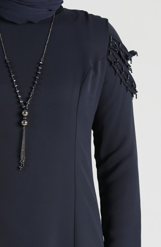 Plus Size Necklace Dress 2134-06 Light Navy Blue 2134-06