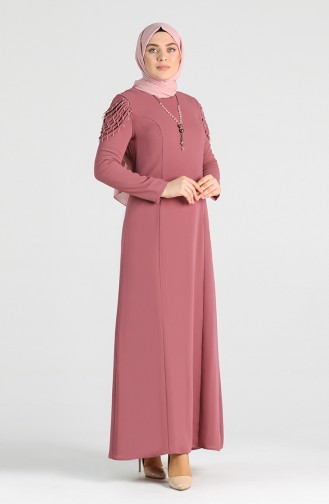 Beige-Rose Hijab Kleider 2134-07