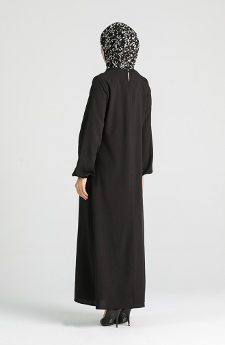 Schwarz Hijab Kleider 8002-03