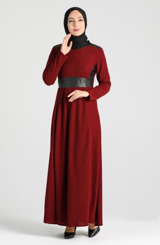 Weinrot Hijab Kleider 5604-01