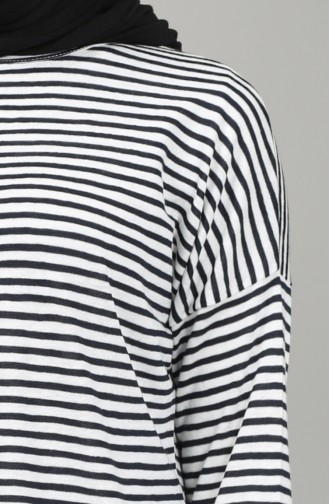 Striped Tunic 1423-01 Black and White 1423-01