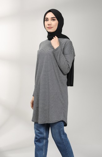 Çizgili Tunik 1424-01 Lacivert