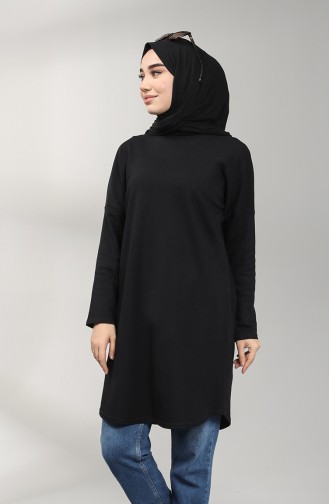 Düz Basic Tunik 1425-01 Siyah