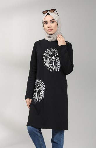 Two Thread Patterned Tunic 60346-02 Black 60346-02
