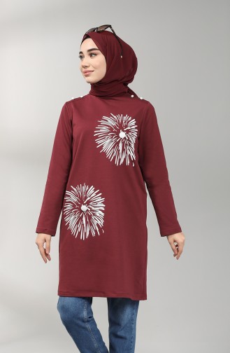 Two Thread Patterned Tunic 60346-08 Burgundy 60346-08