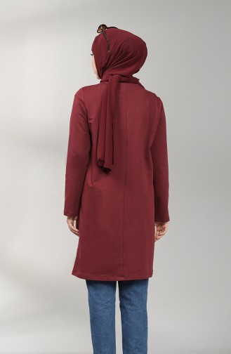 İki İplik Desenli Tunik 60346-08 Bordo