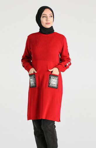Knitwear Embroidered Tunic 9211-02 Red 9211-02