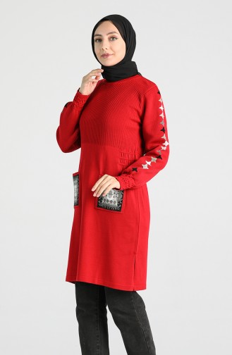 Knitwear Embroidered Tunic 9211-02 Red 9211-02