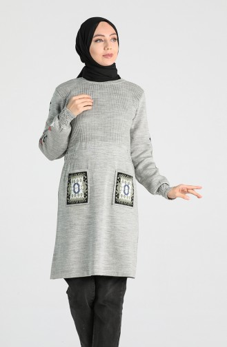 Knitwear Embroidered Tunic 9211-03 Gray 9211-03