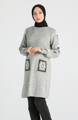 Knitwear Embroidered Tunic 9211-03 Gray 9211-03