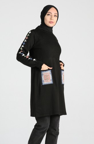 Knitwear Embroidered Tunic 9211-04 Black 9211-04