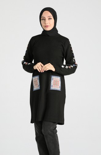 Knitwear Embroidered Tunic 9211-04 Black 9211-04