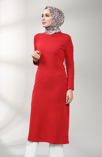 Triko Uzun Tunik 2095-04 Kırmızı
