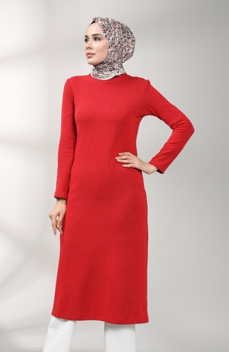 Triko Uzun Tunik 2095-04 Kırmızı