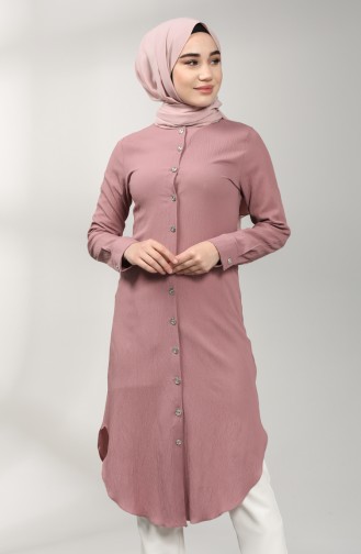 Düğmeli Tunik 12002-06 Pembe