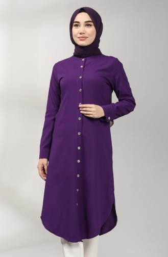 Düğmeli Tunik 12002-09 Mor