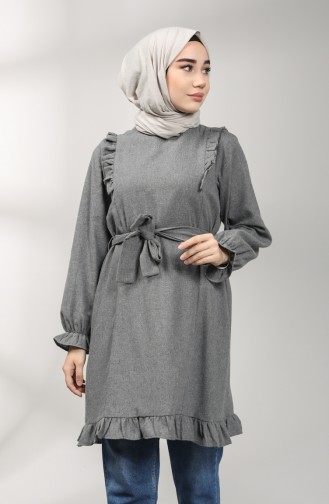 Frilly Belted Tunic 21k8160-05 Gray 21K8160-05