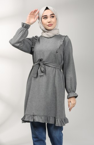 Frilly Belted Tunic 21k8160-05 Gray 21K8160-05