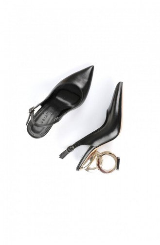 Carla Black Gold Heeled Shoes 104020047636 1323.SIYAHGOLD